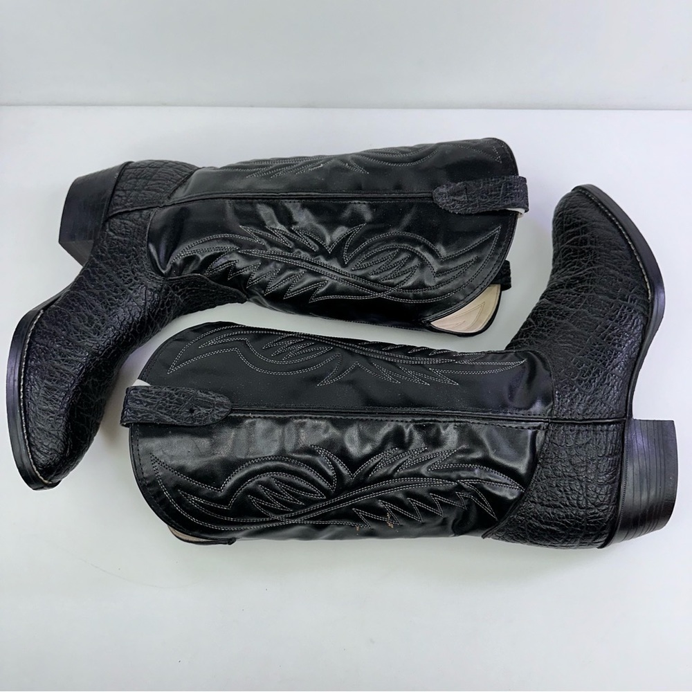 Bronco Men's WM1950 Black Almond Toe Mid-Calf Western Boots - Size 9EE - Picture 2 of 9